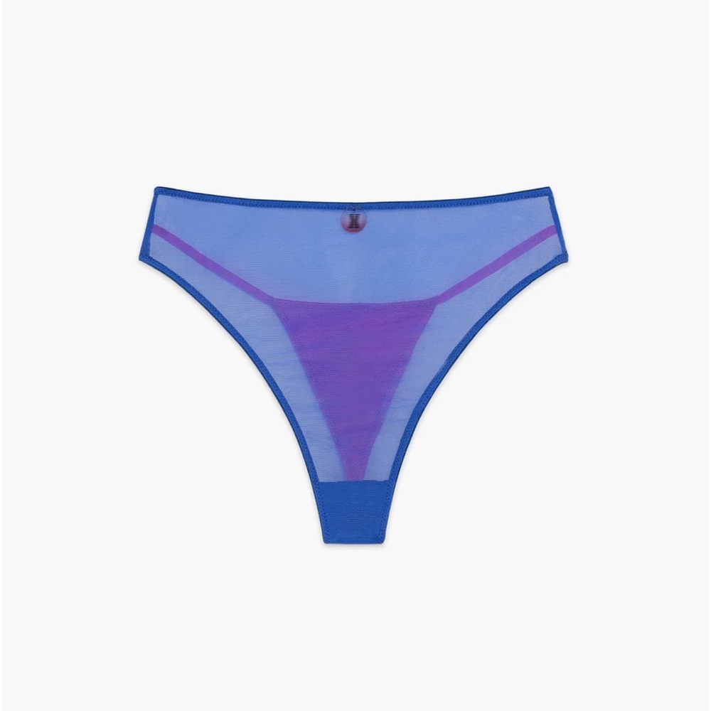Savage X Fenty I Dare Hue Red Pink Mesh Sleep Shirt with True Blue Bralette Set - Picture 8 of 17